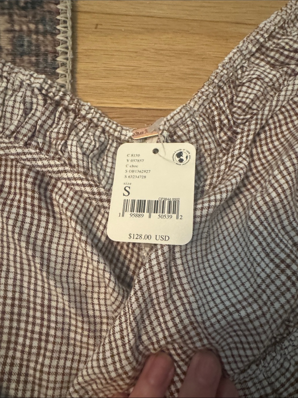 Free People Beige Plaid Tiered Maxi Skirt crop top set - Picture 10 of 10